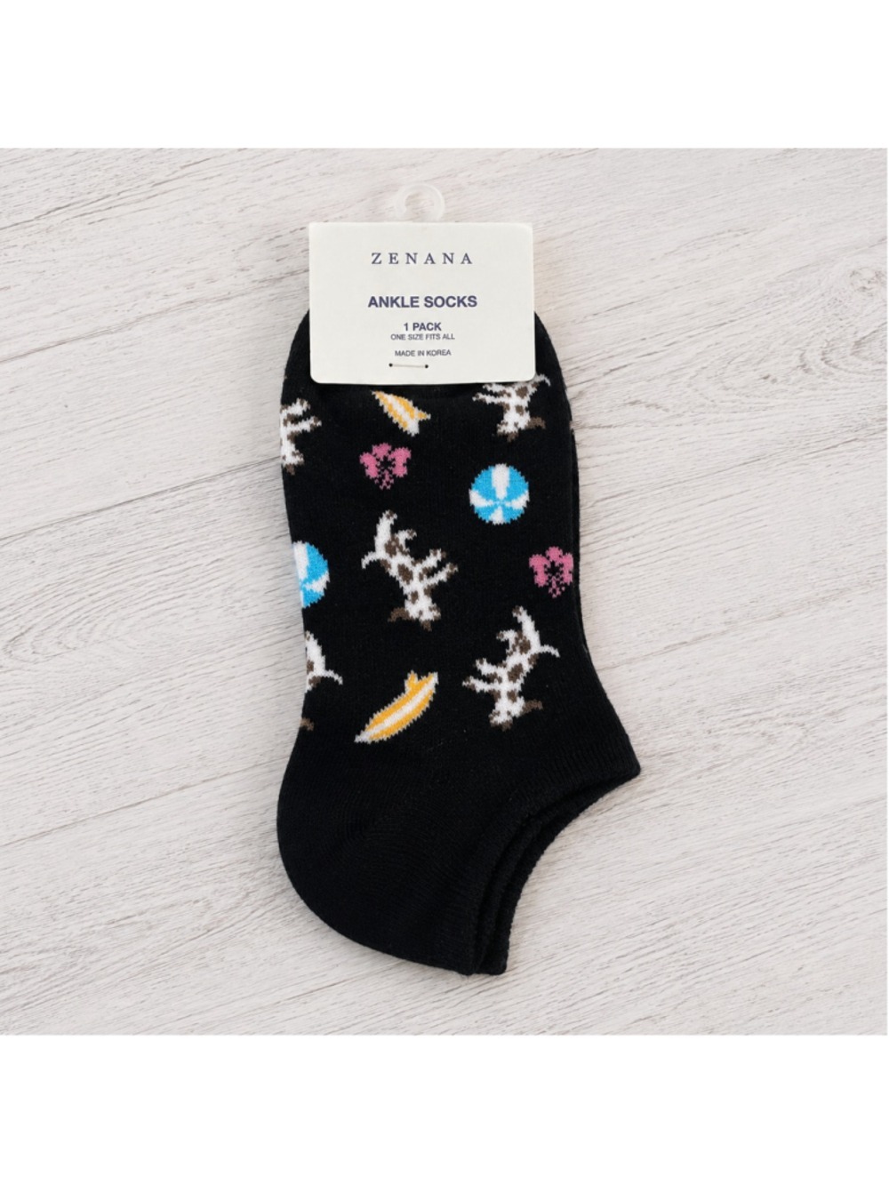 Zenana Skeleton Peace Sign Ankle Socks Black Multicolor NWT